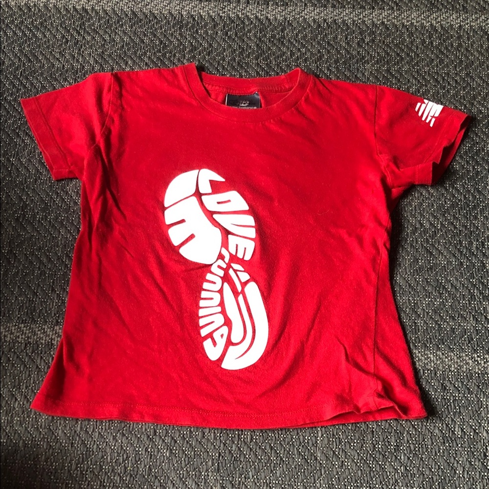 New Balance Red Kids' Short Sleeve Tee with White Graphic